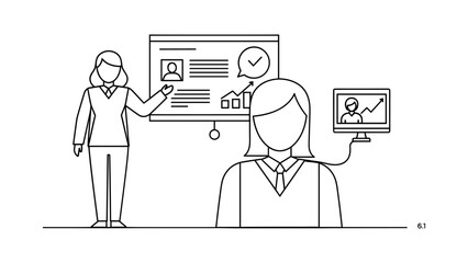 Business meeting with presentation in outline style