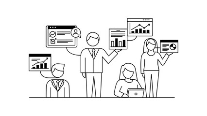 Business team working together on data analysis