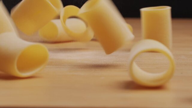Italian pasta Paccheri, Cannelloni type of pasta in the shape of a very large tube, originating from Campania