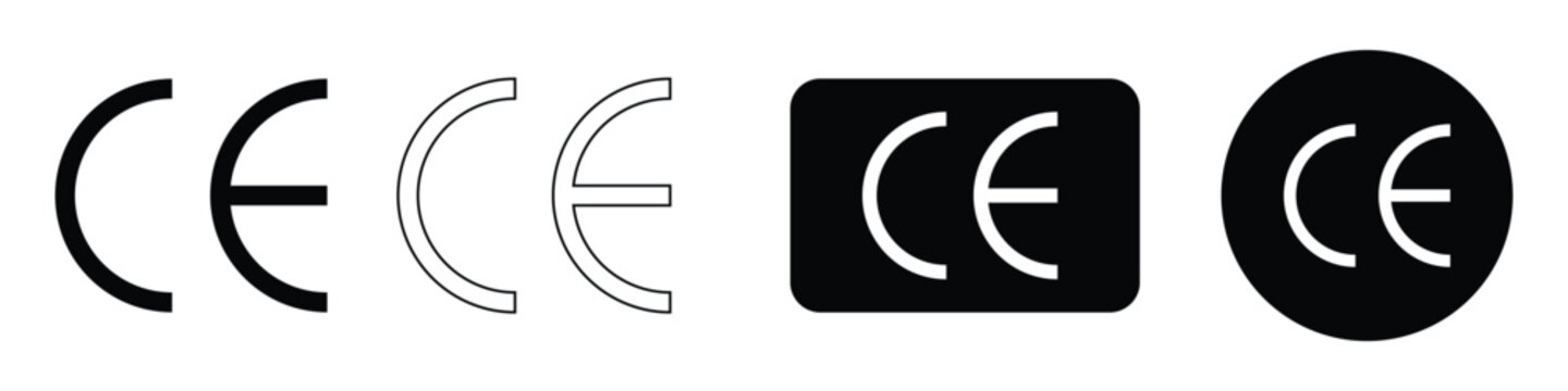 CE mark symbol, CE marking icon, Industrial certificate standard safety logo CE, packaging symbol CE vector illustration 
