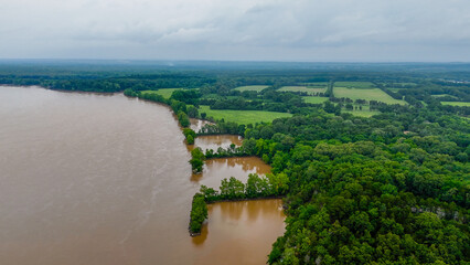 Fototapeta premium Aerial nature landscape of rural Conway mountains and forest summer day Arkansas Midwest