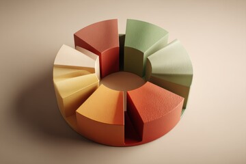 Textured pie chart displays data using grey, beige, white, and orange sections in a clean, simple style with slight shadows