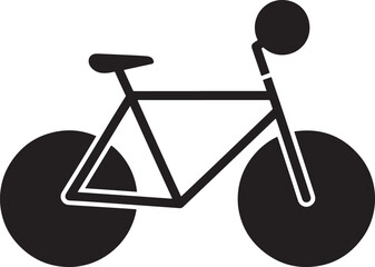 Simple black silhouette of a classic bicycle with solid wheels