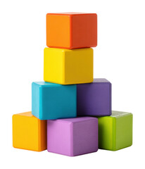 Colorful building blocks stacked playfully environment isolated on transparent background