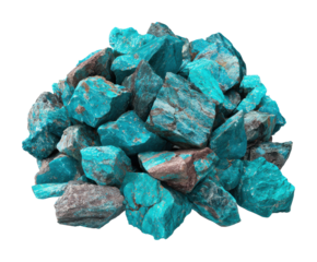 Turquoise mineral collection natural view geology isolated on transparent background