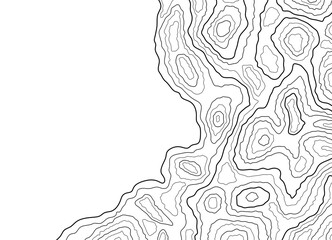 Topographic abstract background with lines on transparent PNG background. Geometric abstract with black lines. Cartographic elevations. Waves drawn with black lines.  © Andrew L