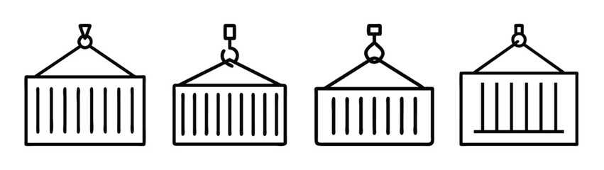 Illustration of shipping containers hanging from crane for logistics and transportation industry use