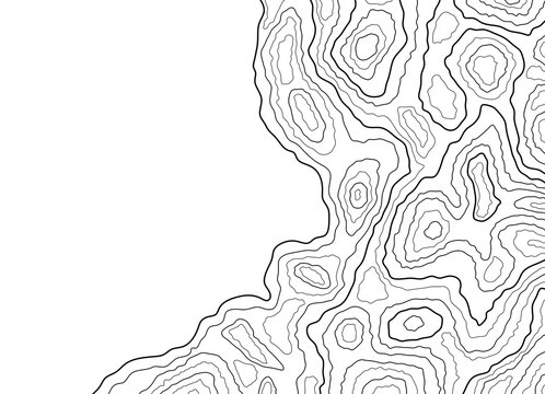 Topographic abstract background with lines on transparent PNG background. Geometric abstract with black lines. Cartographic elevations. Waves drawn with black lines.	