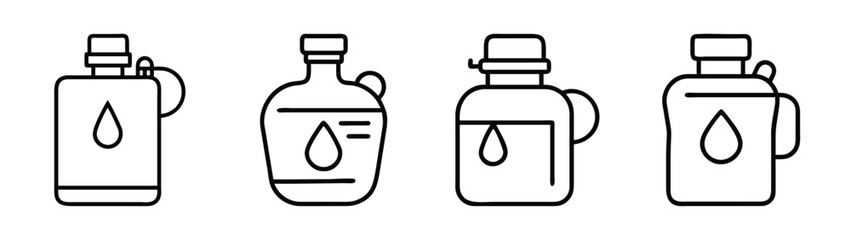 Outline olive oil bottle set vector illustration for cooking oil and essential oil container design
