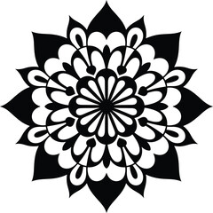 Fototapeta premium Elegant Black Floral Bloom Ornament Design Against Transparent Background for Various Applications
