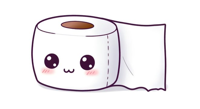 Cute Cartoon Toilet Paper Roll Illustration hygiene bathroom kaw