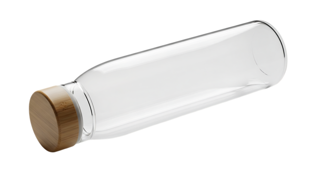 Clear Glass Water Bottle with Bamboo Lid graphic design