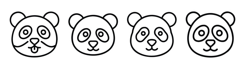 Cute panda bear face drawing vector illustration for kids coloring pages and design elements