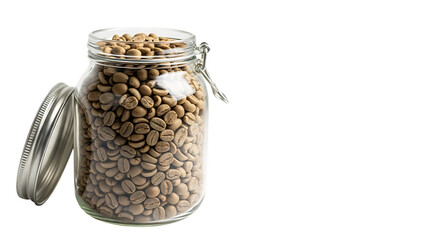 Glass Jar Filled with Coffee Beans on Black Background