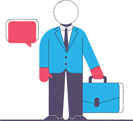 3D Modern Business Character Standing Confidently with Blue Briefcase  Minimalist Corporate Concept Illustration