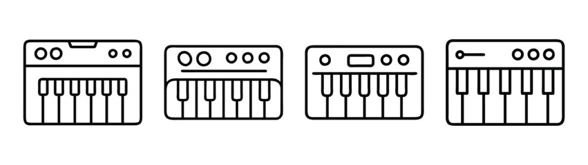 Synthesizer keyboard musical instrument vector illustration for music production and dj equipment design