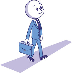 Minimal 3D Businessman Figure in Blue Suit and Black Tie Clean Modern Office Concept Isolated on Transparent Background