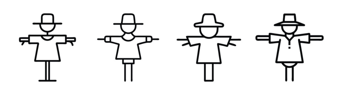 Scarecrow vector illustration: outline scarecrow drawing for autumn and halloween designs and crafts