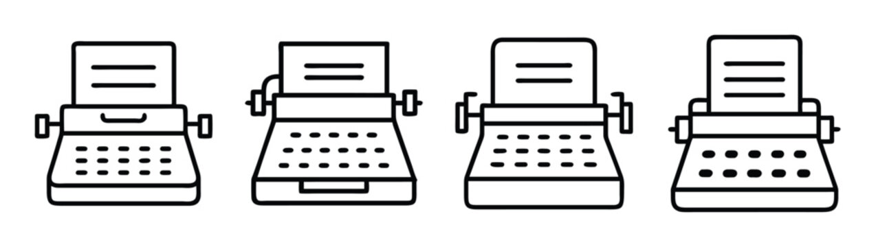Vintage typewriter machine vector illustration for antique office equipment and writing tool design