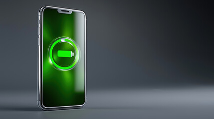 Smartphone charging with battery indicator glowing brightly