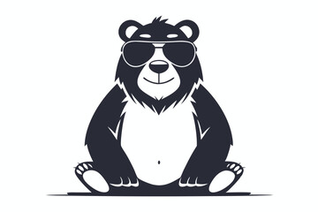 A cool cartoon bear sits calmly with sunglasses, showing a minimalist design