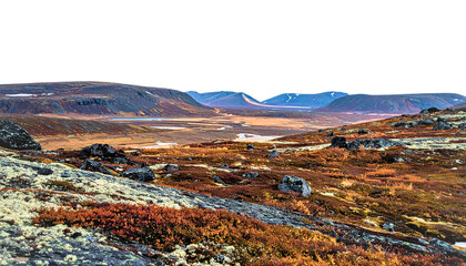 Vast Autumnal Tundra Landscape with Distant Hills
