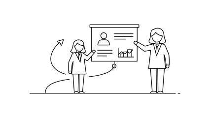 Business presentation shown by two businesswomen