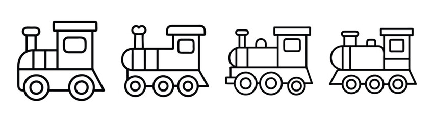 Trains coloring page for kids train outline vector illustration locomotive engine steam train drawing