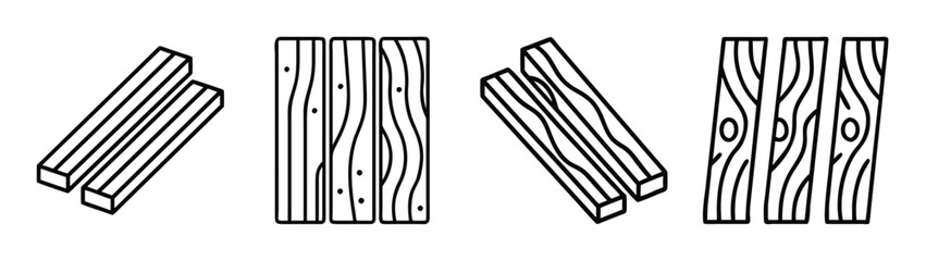 Vector illustration of lumber wood planks timber boards woodworking construction material design element