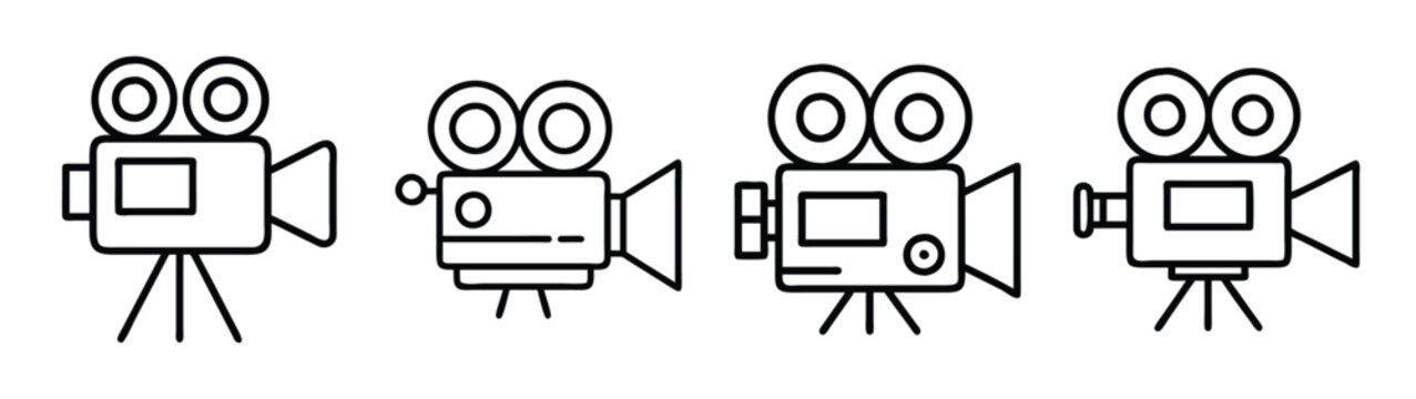 Vintage movie camera vector illustration collection for filmmaking and video production design elements
