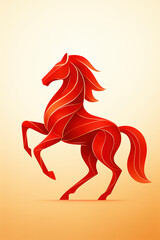 Red stylized horse on gradient background