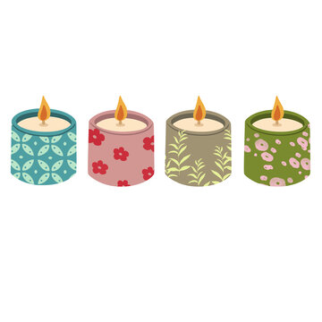 Nature Candle Set Clipart Illustration 