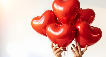 Red heart balloons valentines day romantic love celebration party decorations foil balloon bunch valentines gift