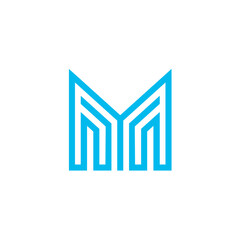 Modern Blue Geometric Letter M Logo