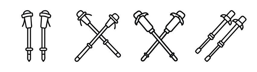 Stock trekking poles hiking sticks vector illustration for outdoor adventure and backpacking gear