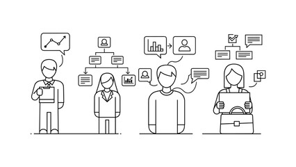 Business team members discussing company strategy