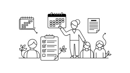 Business team planning schedule and tasks
