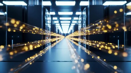 Information Technology: Dynamic digital data streams within a futuristic datacenter network, driving computing, communication, and future AI. No people. - Powered by Adobe