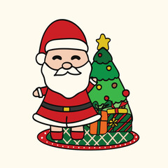Merry Christmas and happy new year greeting card with cute Santa Claus, Vector work