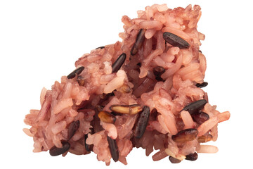 Black sticky rice piece on white background