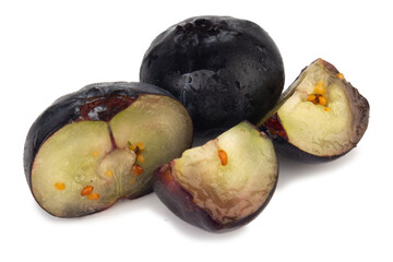 blueberry cut slice half on a white background