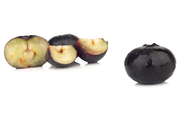 blueberry cut slice half on a white background