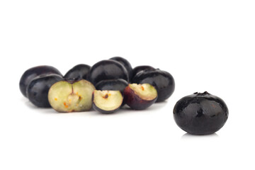 blueberry cut slice half on a white background