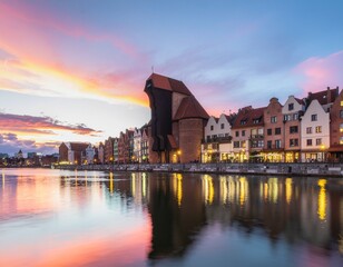 Naklejka premium night view of the old town of gdansk poland