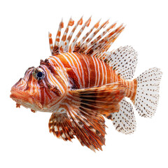 Lionfish portrait png fish png marine png ocean png fins png venomous png stripes png reef png wildlife png exotic png transparent background image