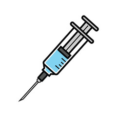 Fototapeta premium Syringe with blue liquid, a vital tool for health and medicine