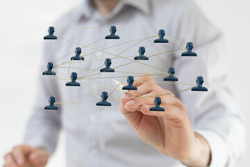 Concept of global network people connection and social interaction with human icons and lines....