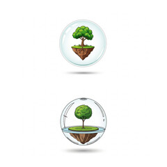 Captivating trees in glass domes, symbolizing nature's resilience, ecological balance, and environmental conservation for a sustainable future