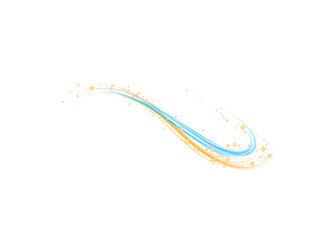 Glowing blue and gold light wave effect.