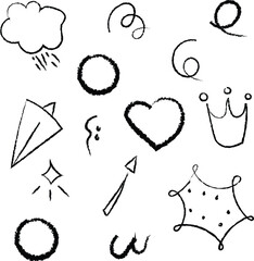 Abstract doodle shapes and icons for graphic design